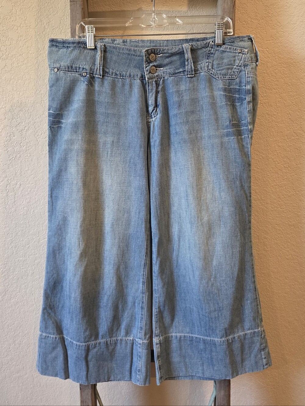 Hint Light Blue Women's Wide-Leg Flare Cotton Jeans - Size 13